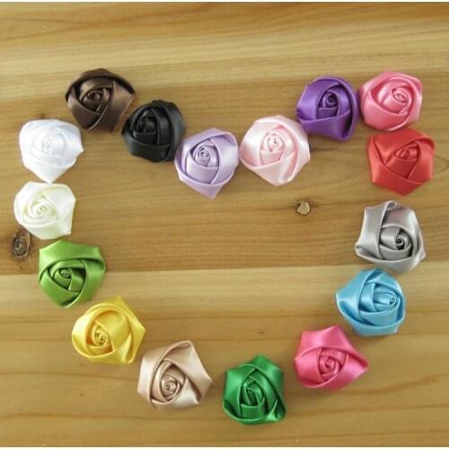 160 pcs/lot , Mixed Colors Lovely Rose Satin Flowers