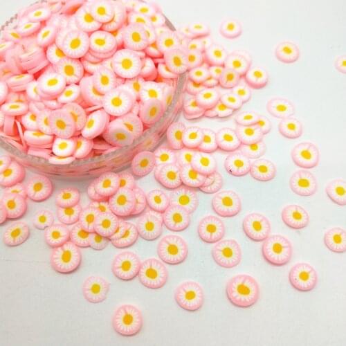 20g/lot 5mm Pink Daisy Round Flower Polymer Clay Colorful for DIY Crafts Tiny Cute plastic klei Mud Particles