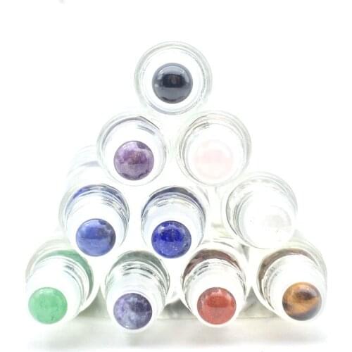 200pcs Natural Gemstone Roller Ball Fit 5ml 10ml Thick Glass Essential Oil Roll On Thick Glass Bottles Accessories