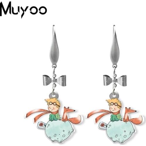2020 New Little Prince Butterfly Earring Red Fox Acrylic Fish Hook Earring Handmade Epoxy Jewelry Resin Earrings