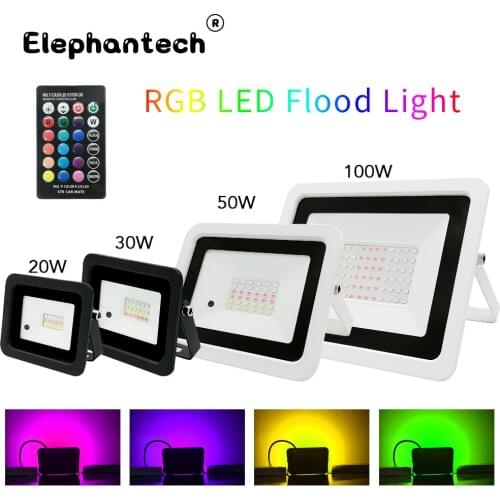 20W 30W 50W 100W LED RGB Flood Light 220V/110V Outdoor Floodlight IP68 Waterproof Reflector Led Spotlight with Remote Control