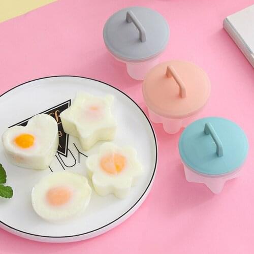 4Pcs/Set Cute Egg Poacher Egg Boiler Mold with Lid Brush for Kitchen Cooker Tools