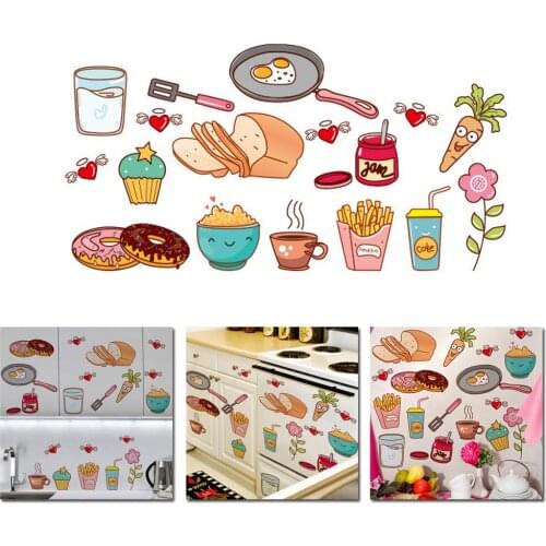 40x30CM Decorative Delicious Wall Stickers Cute Cartoon Pattern Fridge Kitchen Home Decoration Creative Stickers
