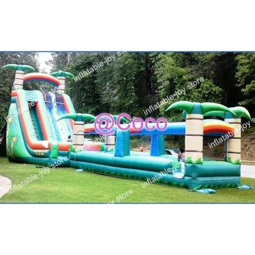 Free ship to sea port, High quality inflatable water slide,jungle inflatable bouncy slide with long water slideway