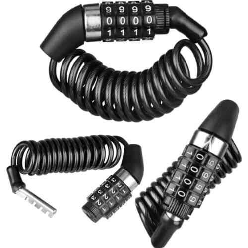 Bike Password 4 Digit Lock Anti-Theft Combination Number Code Bicycle Lock Steel Cable Chain Security Safety Bike Accessories