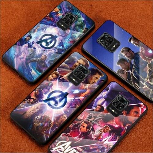 Tempered Glass Cover Marvel Avengers Heroes For Xiaomi Redmi Note 10 10S 9T 9S 9 8T 8 7 Pro Max Shockproof Phone Case