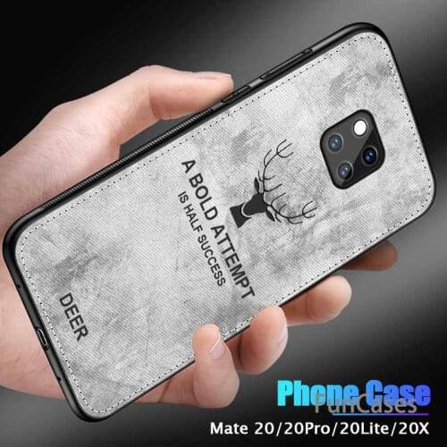 For Huawei Mate 20 Pro Lite X Case Cloth Texture 3D Embossing Deer Soft Bumper Fabric Cover for Huawei Mate20 20Pro Fundas Capa
