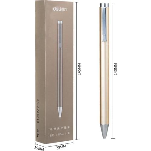 DELI S99 Rotating Metal Gel Pen Signature Pen 0.5mm Carbon Pen Business Office Student 1PCS