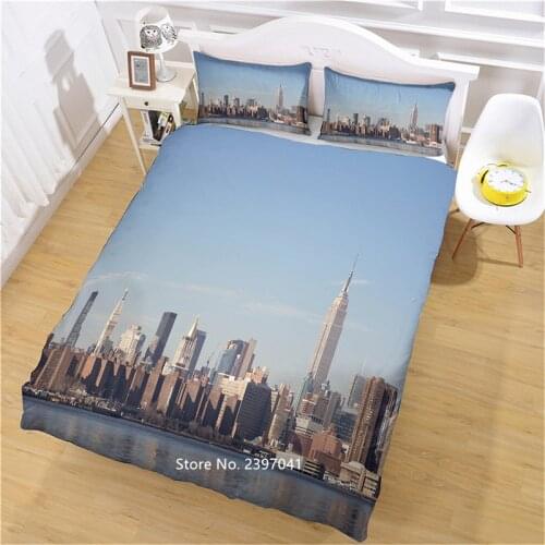 Home Textile High-definition Digital Print Brooklyn Bridge Bedding New York City Night View Printed Quilt Cover Pillowcase