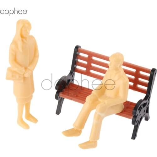 Dophee 20pcs 1:30 White Model People + 5pcs Model park bencFigures Passenegers Train Scenery
