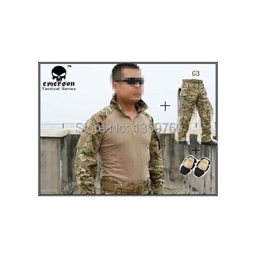 EmersonGear bdu Free shipping Combat uniform shirt & Pants & knee pads Military Army u MultiCam suit EM8567+9351MC