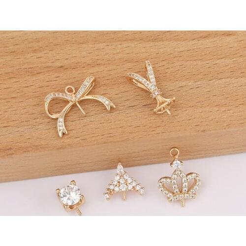 HAOSAW 4Pcs Jewelry Accessories/DIY Pendants Making/CZ Charms/Hand Made/Screw/Connectors/Jewelry Findings & Components