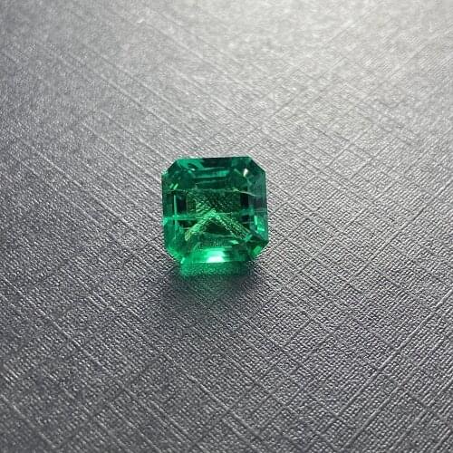 Lab Created Colombia Green Emerald Stone Hydrothermal 12x12mm 6.5cts Asscher Cut Emerald stone Price per carats