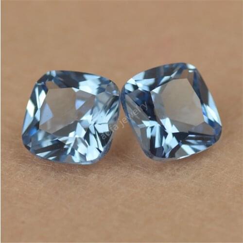Hot Sale 3x3~12x12mm 108# Blue Color Cushion Shape Princess Cut Lab Synthesis Spinel Loose Stone Gems For Jewelry Accessory