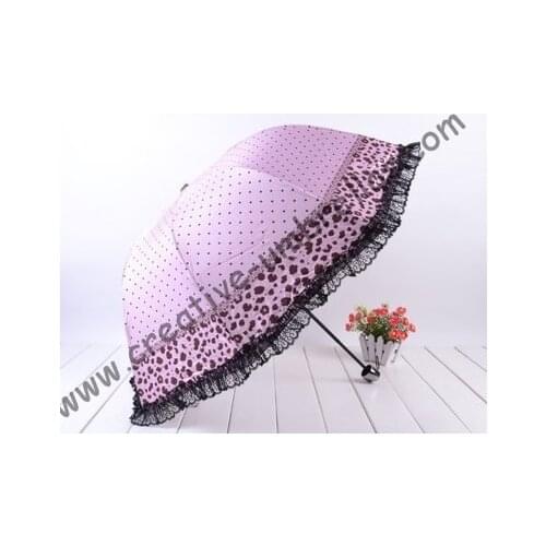 Imitation paradise parasol,UPF>40+,ladies'parasol,silver coating(UV protecting),boder embroidery,leopard desgin,mixed order