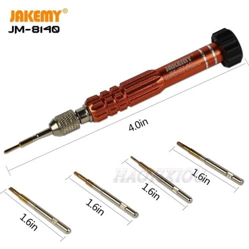 JAKEMY JM-8140 6 pcs in 1 Aluminum-alloy Precision Mini Screwdriver Set with Interchangeable Bits DIY Repair Tool for Cellphone