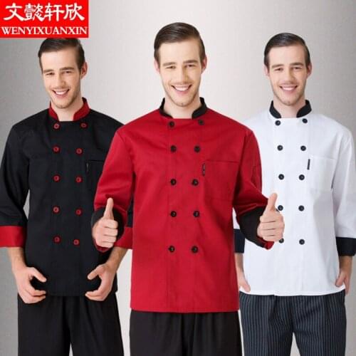Adult Restaurant Coffee Jacket Mens Kitchen Uniform Gentman Chef Jacket Long-sleeve Chef Work Suit Concise Work Uniform B-6455