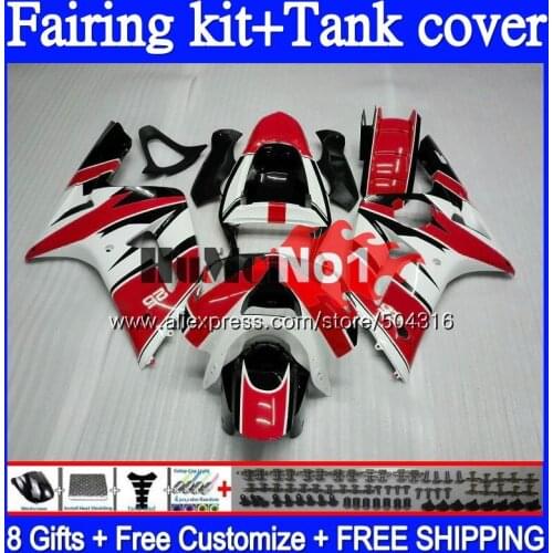 Body For KAWASAKI ZX 6R 600 ZX 636 6 R 600CC 96MC.52 ZX-636 ZX-600 ZX600 ZX636 ZX-6R 2003 2004 ZX6R 03 04 Fairing Red white