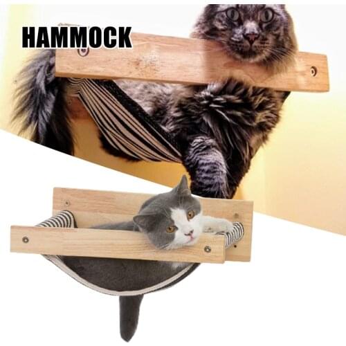 Cat Wall Perch Wall Mounted Cat Shelf Bed Wooden Cat Hammock Pet Resting Space Saving for Kittens Machine Washing Safe B1