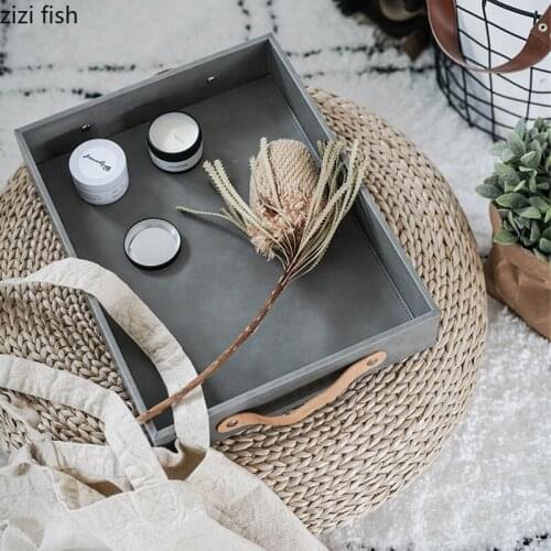 Northern Europe Leather Rectangular Storage Tray Key Groceries Organize Disk Desktop Sort Out Decorative Plate Storage Box