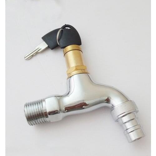 Copper Valve Core Bibcocks Outdoor Water Tap With Lock Basin Washing Machine Garden Stainless Steel Safety Faucet Hardware