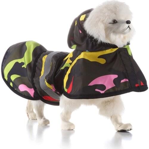 Fashion New Dog Cape Raincoat Waterproof Large Dog Husky Pet Dog Rain Coat Reflective Hooded Dog Poncho French Bulldog Clothes