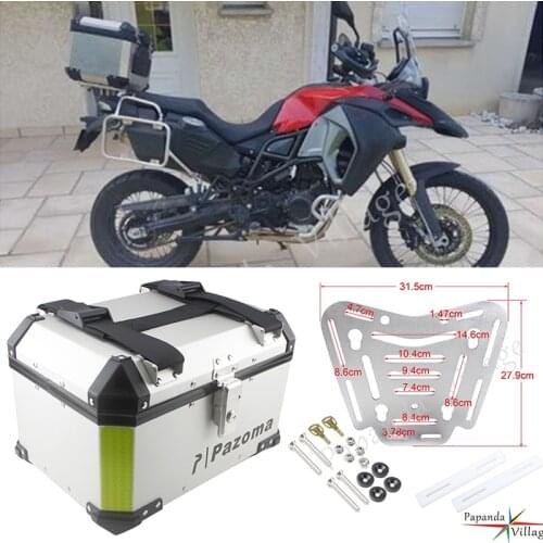 Motorcycle Moto Silver Aluminum Rear Box Top Case 45L Cargo Passenger Luggage Box Universal for Honda Harley BMW R1200GS