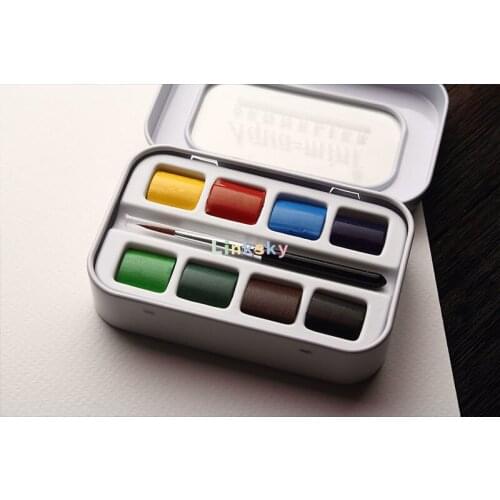 France Sennelier Master Watercolor Paint, Solid Color 8 Colors, Aquarela Mini Set, Honey Water Color Color Block, Art Supplies