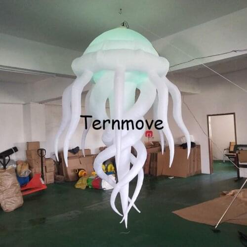 Inflatable jellyfish light for night cube bar stage hanging decoration for event decorative inflatable led ball for sale