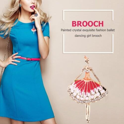 2021 New Classic Painted Crystal Ballet Dancing Girl Brooch Women Fashion Glaze Pin Brooch Jewelry Gifts Clothing Accessories