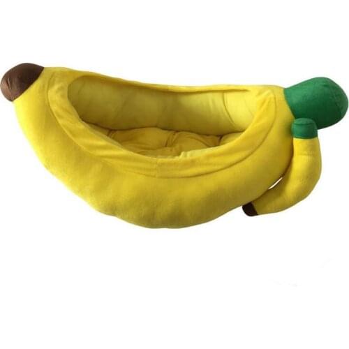 New soft warm puppy dog cat kitten bed yellow color Banana nest fits Small Medium Dog house pet home Pad Kennel Cushion