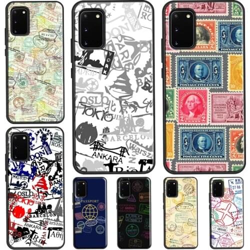 Passport Travel Stamps For Samsung Note 20 Ultra Note 10 Plus Case For Galaxy S21 S8 S9 S10 Plus S20 FE Coque