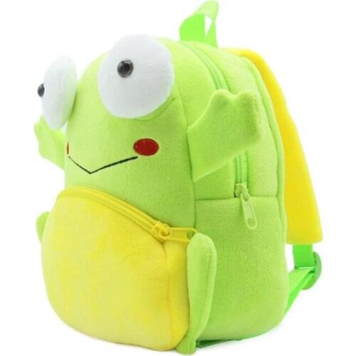 2-4 Years Cute Cartoon 3D Frog Style Plush Backpack Green Anime Animals Soft Mini Schoolbags Kids Toys Knapsack Birthday Gifts