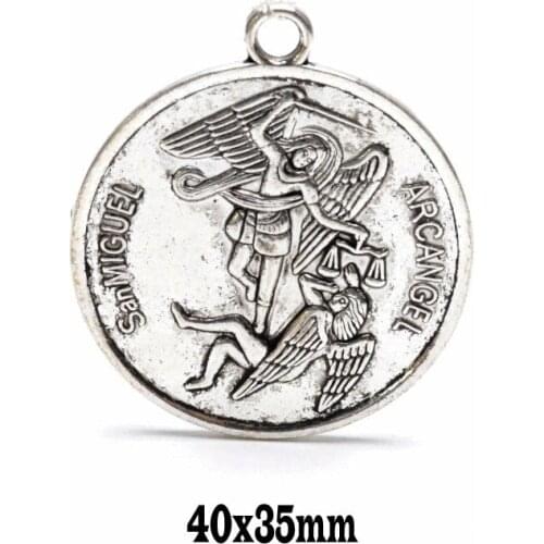 Free Shipping 10pcs Antique Silver Tone "SanMIGUEL ARCANGEL" "TETRAGRAMMATON" Amulet Charm Pendants 40x35mm