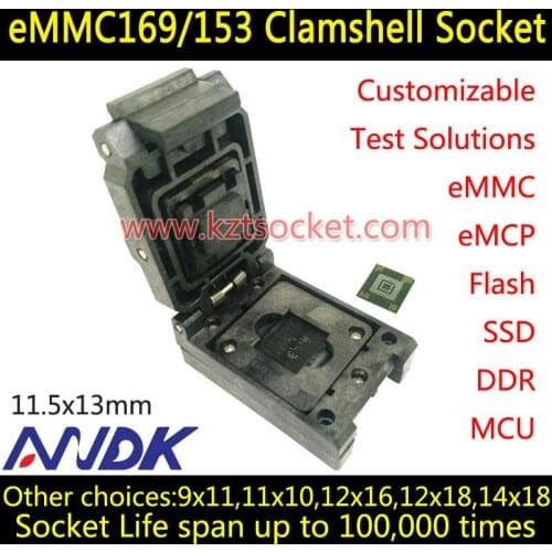 EMMC socket,11.5x13,Test and Burn-in socket,for eMMC programmer eMMC socket adapter reader,BGA169 BGA153,Sgl