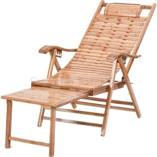 Recliner folding lunch break chair solid wood nap chair household balcony adjustable beach bamboo cool chair