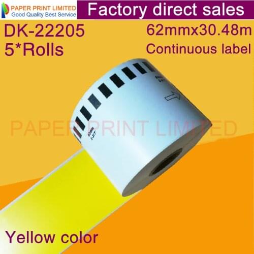 Yellow green Brother Generic DK-44605 dk-22205 dk22205 yellow Label Continuous Compatible for Label Printer DK44605