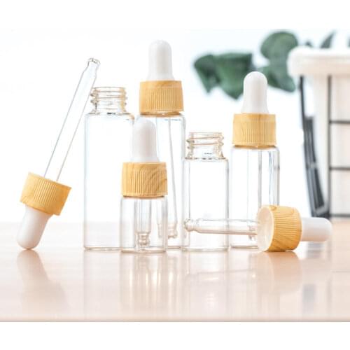 Glass Dropper Dispenser Bottle Wood Grain Essential Oil Bottles Cosmetic Containers Empty Refillable Bottles