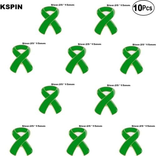 Green Aids Lapel Pin Flag badge Brooch Pins Badges 10Pcs a Lot