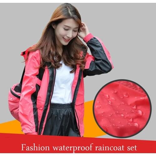 Women Jacket Travel Raincoat Suit Waterproof Rain Fashion Hiking Hooded Womens Raincoat Ladies Capa De Chuva Sets Rainwear YY303