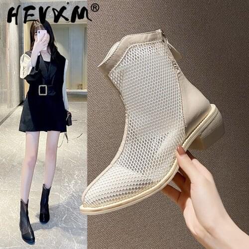 2021 New Summer Sandals New Mesh Mid-heel Net Boots High Heels Wild Net Red Ins Tide Street Shooting Breathable Women Sandal