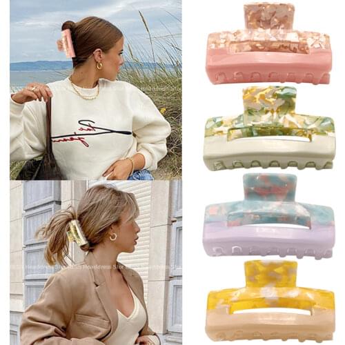 New High Quality Geometric Acetate Hair Claws for Women Leopard Square Elegant Hair Claw Clip Grain Hair Clamps Hair Accessories