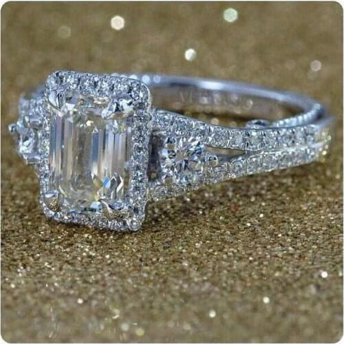 Luxury Full Paved CZ Stone Ring Square Shape AAA Zircon Elegant Ring For Women Anniversary Gift Female Fashion Jewelry K5C327