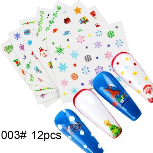 1 Set Mixed Christmas Designs 3D Slider Wraps Decor Manicure Geometric Flower Stars Stickers for Manicure