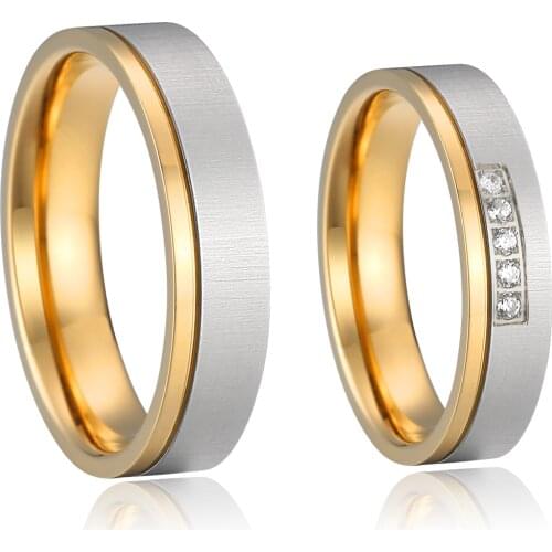 1 Pair Love Alliance latest 18k gold plated couple wedding ring designs for men and women promise anniversary ring marriage