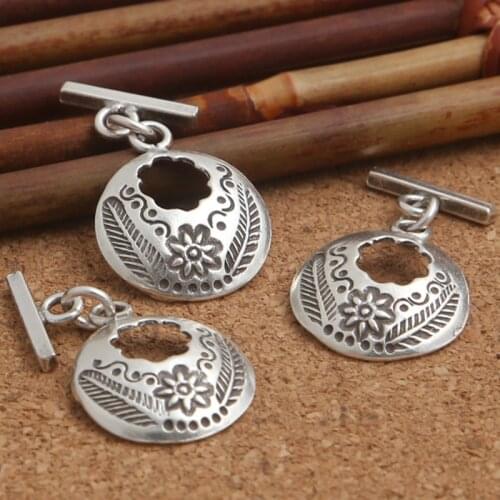1Pcs S925 Pure Silver DIY Accessories Wholesale Thailand Handmade Silver flower Cover T-Stick Hollow Pendant
