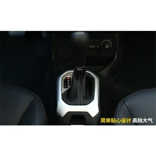 1 PC Matte Silver ABS Chrome Car Interior Gear Shift Knob Panel Frame Cover Trims For Jeep Renegade 2016 Car Styling Accessories