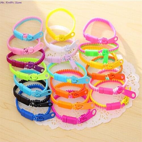 10pcs Colorful Zipper Bracelet Fluorescent Neon Creative Gifts Fashion Zip Bracelet Bangles
