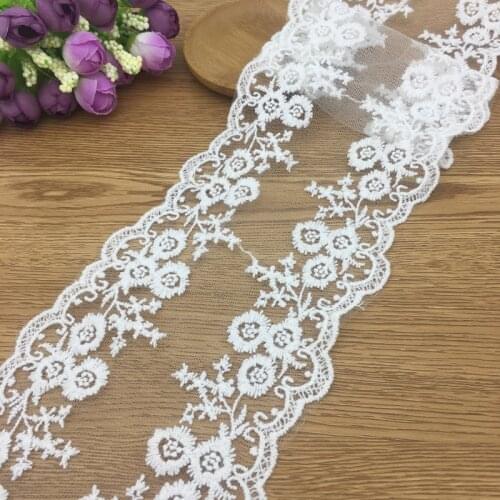 11.5cm Cotton Lace Ribbon Embroidered Net White Black Lace Trim for Wedding Party Decoration Sewing Clothing Bride Accessories