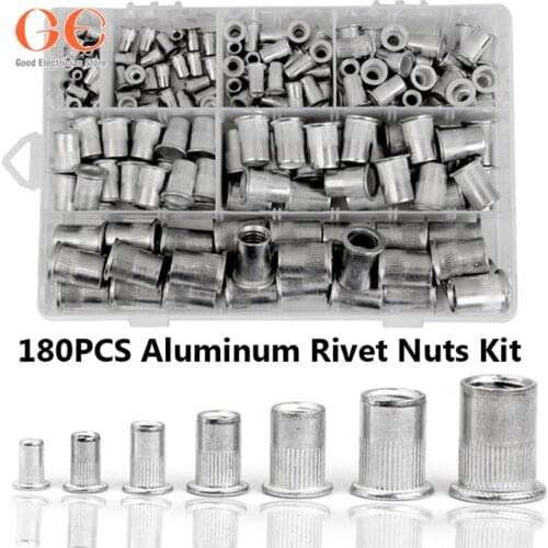 180PCS Threaded Rivet Aluminum Rivet Nuts Kit M3/M4/M5/M6/M8/M10/M12 With Box outside furniture bolts and nuts best selling 2021
